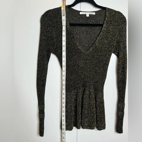 Veronica Beard - Esmeralda Ribbed Black and Gold sparkle knit long sleeve - Picture 4 of 9